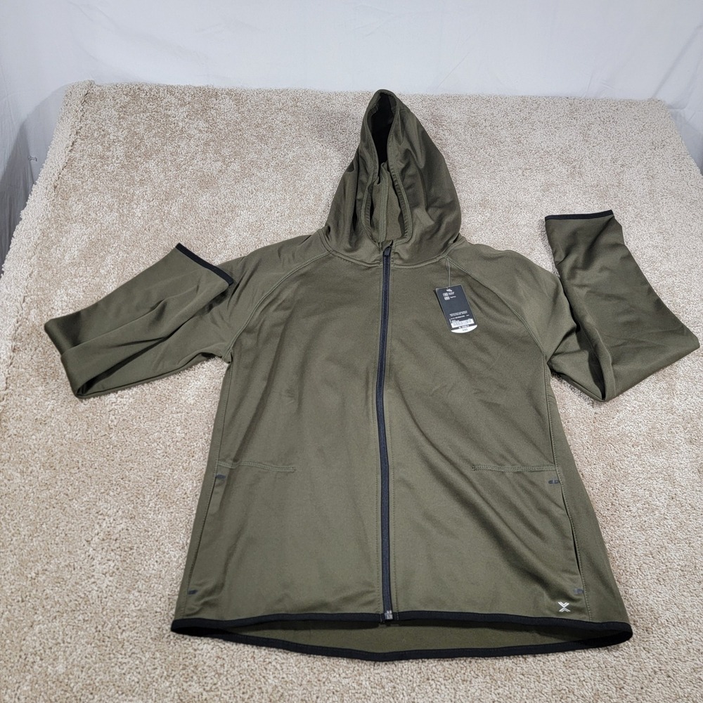 Xersion Mens Quick-Dri Fleece Nwt Hoodie Full Zip Olive Green Athletic Jacket XL